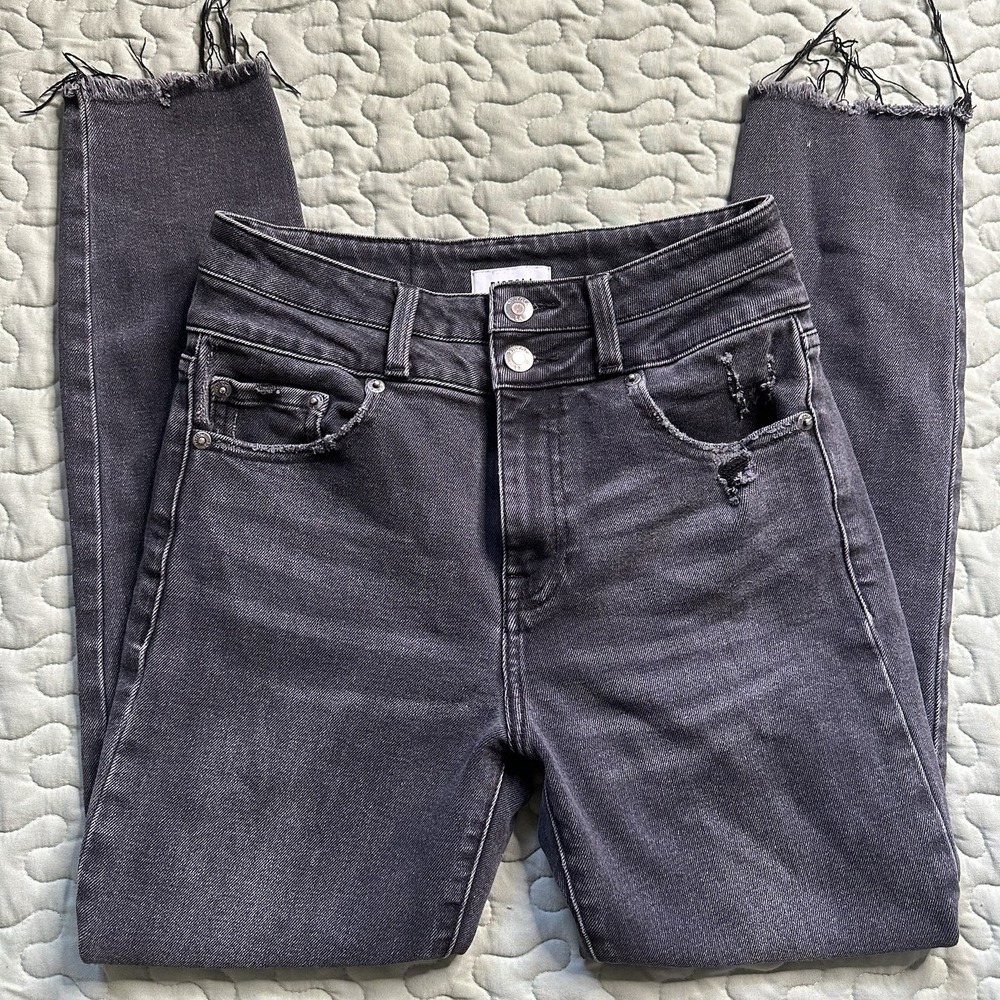 Pistola Audrey  Mid Rise Raw Hem Black Grunge Skinny Jean Size 26